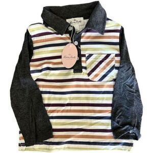 NWT Boys Long Sleeve Striped Polo Shirt - Size Small